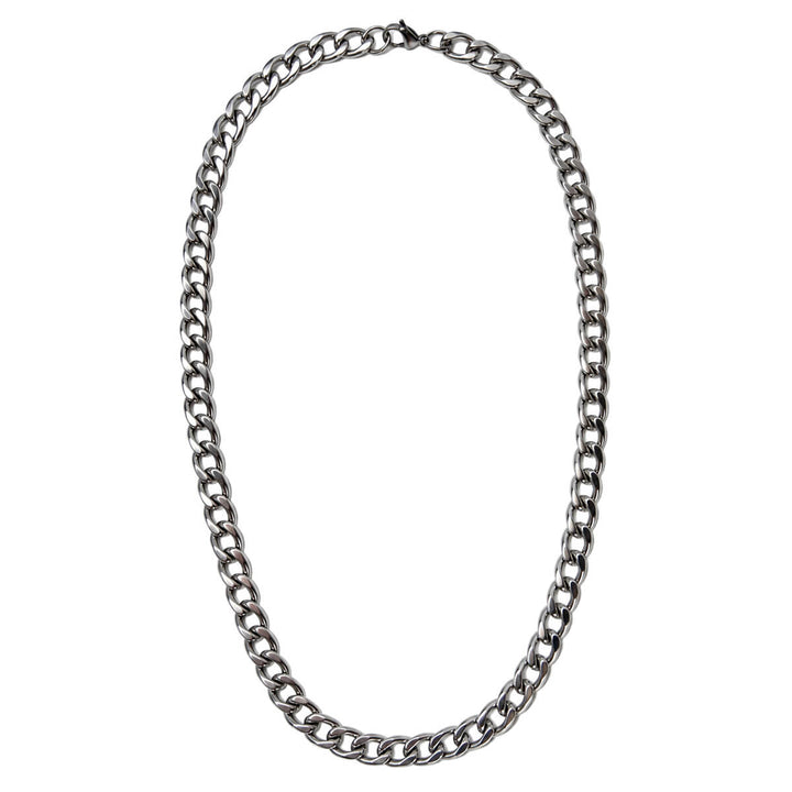 Flat Steel Armored Chain Necklace, 1 cm, 55 cm (316L Steel)