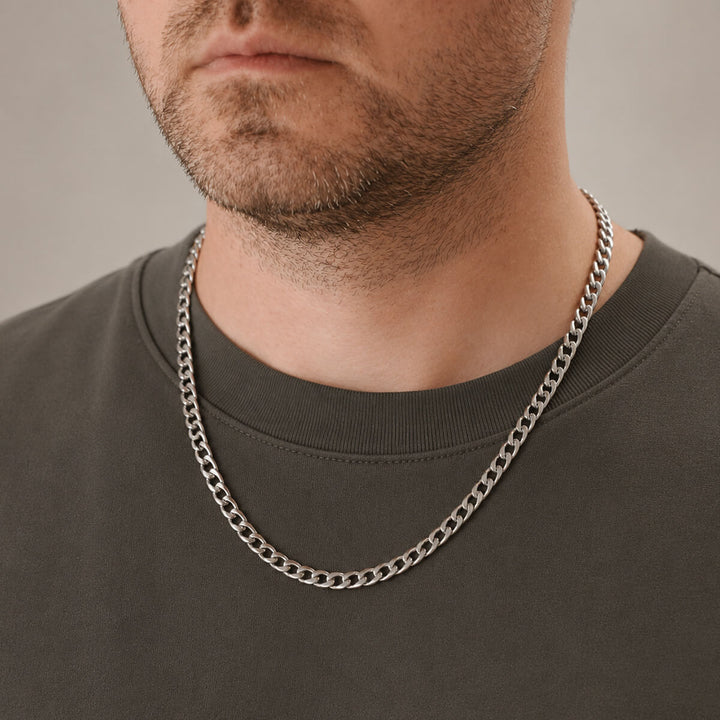 Platt pansarkedja, stålhalsband 6 mm, 55 cm (stål 316L)
