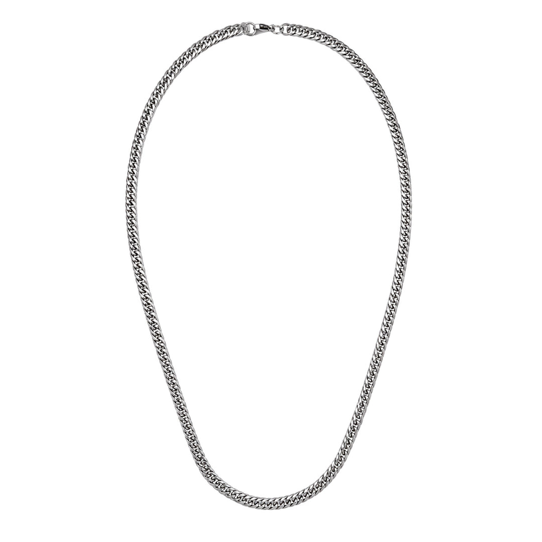 Dense, steel curb chain necklace with rounded edges, 6 mm, 55 cm (316L steel)