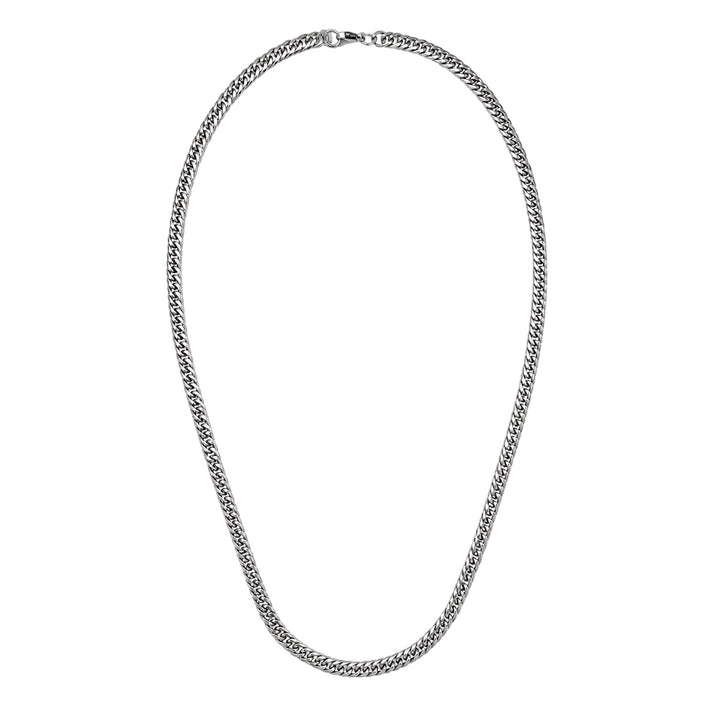 Dense, steel curb chain necklace with rounded edges, 6 mm, 55 cm (316L steel)