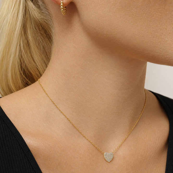 Halsband med hjärtformad hänge med sten (316L-stål)
