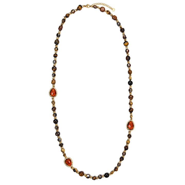 Brown long necklaces, 90 cm, on a white background