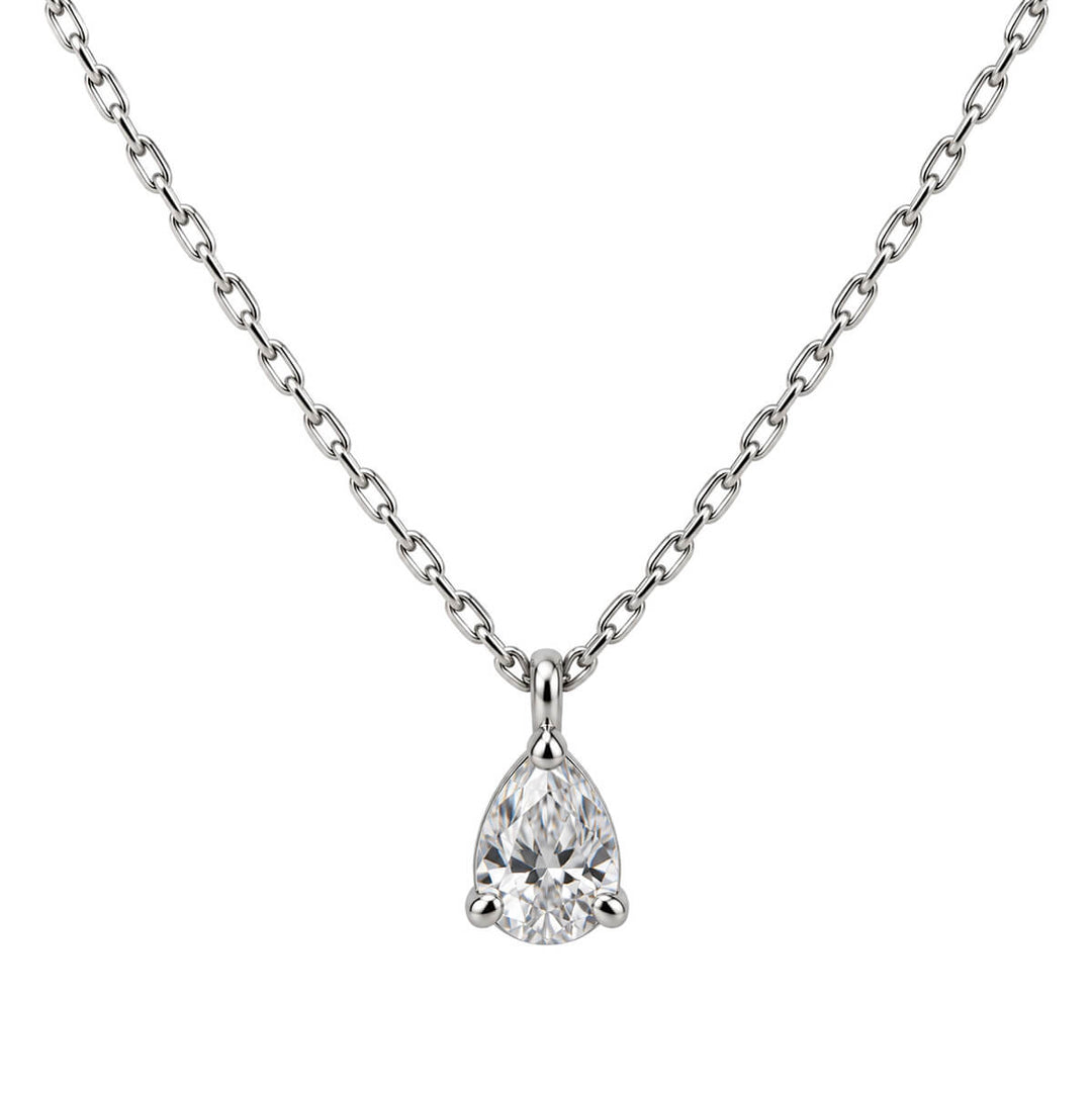 Teardrop-Shaped Zirconia Pendant Necklace (316L Stainless Steel)