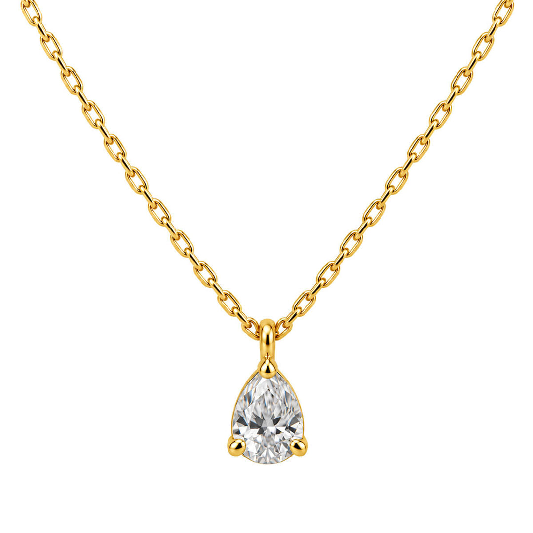 Teardrop-Shaped Zirconia Pendant Necklace (316L Stainless Steel)