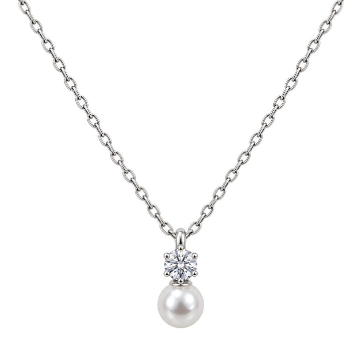 Delicate Pearl Zirconia Pendant Necklace (316L Stainless Steel)