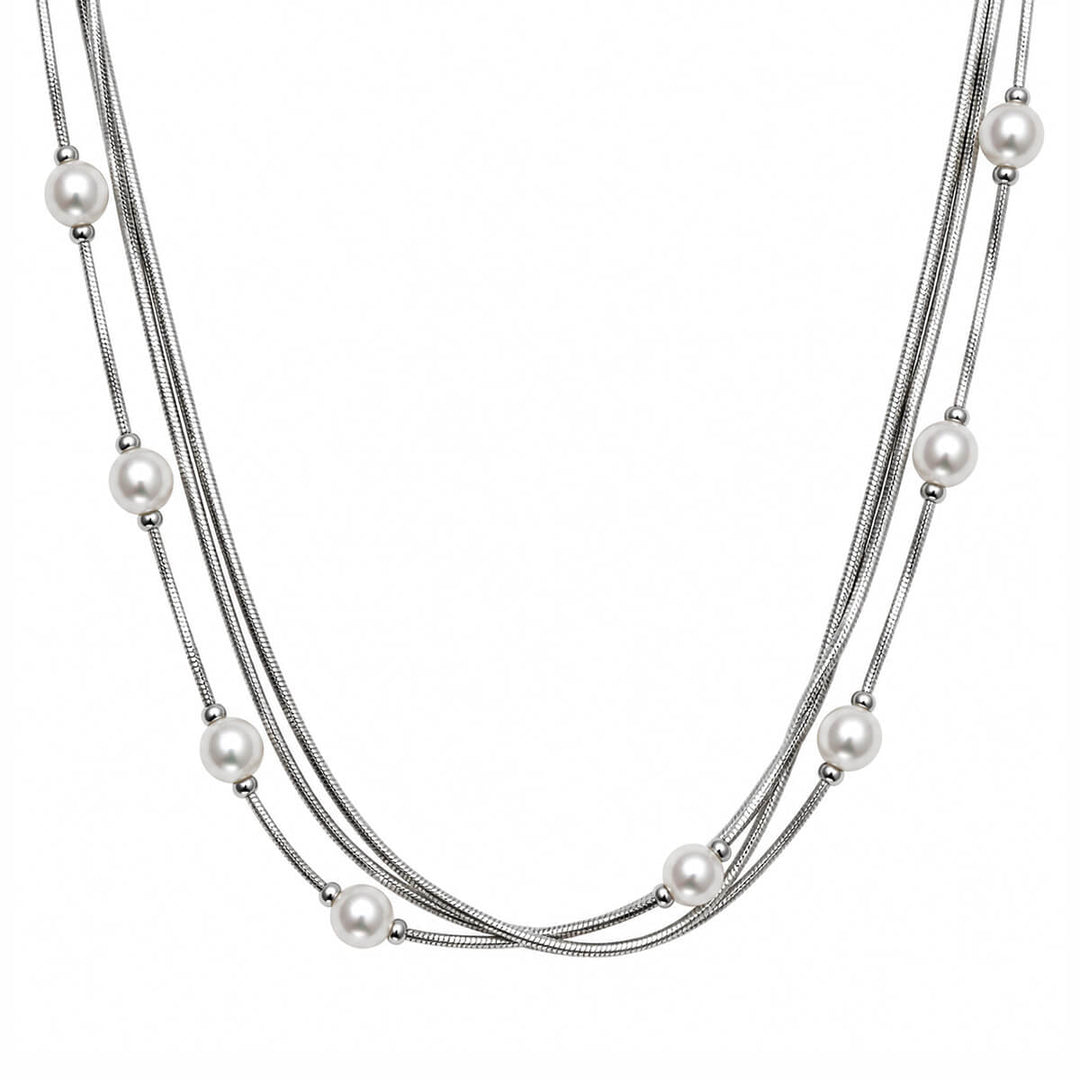 Multi-chain pearl necklace, 43 cm (316L stainless steel)