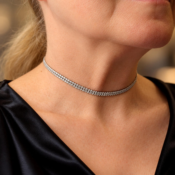 Festligt chokerhalsband i zirkonia (316L-stål)