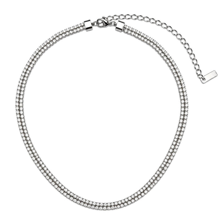Festligt chokerhalsband i zirkonia (316L-stål)