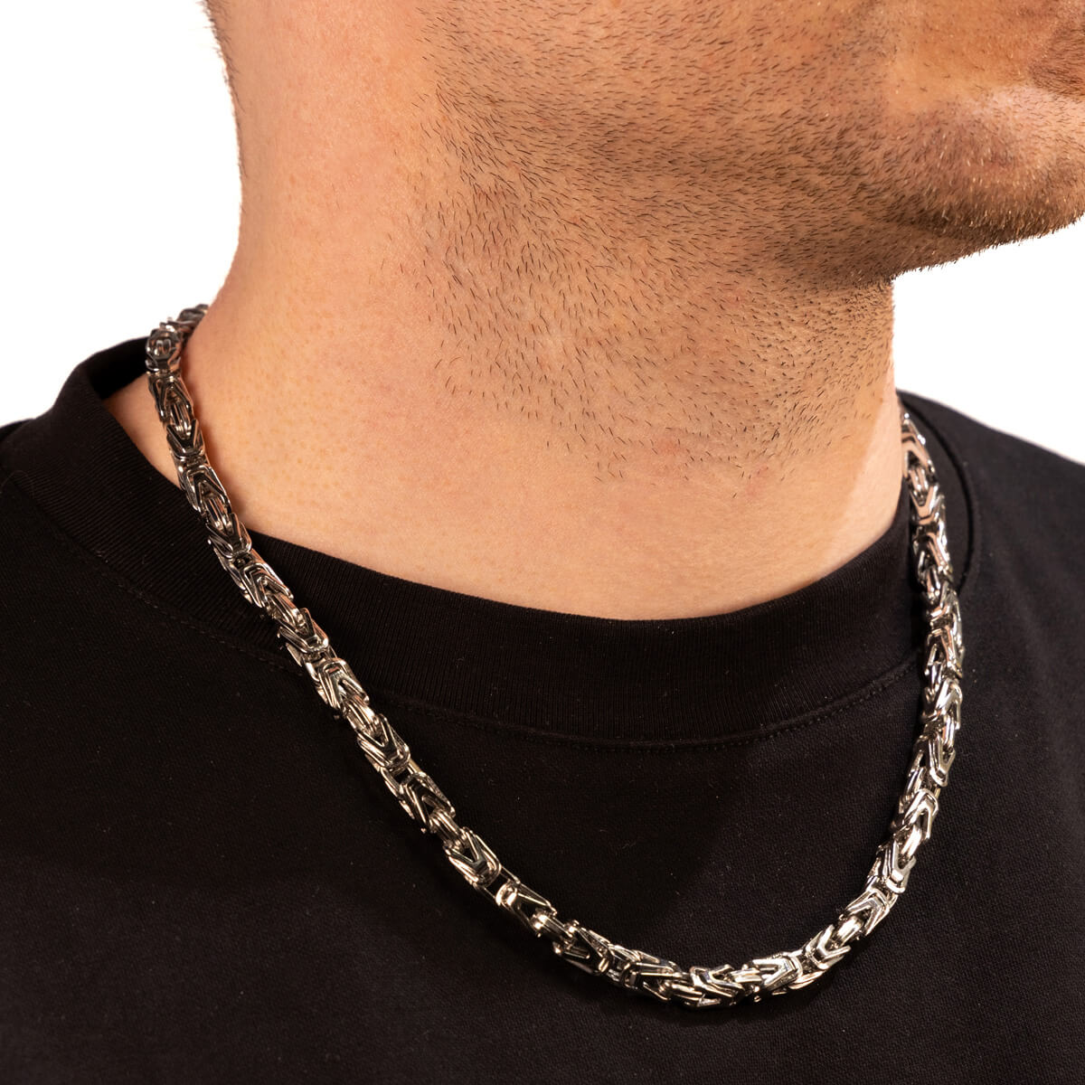 Byzantine chain steel necklace 55cm 6mm (Steel 316L)