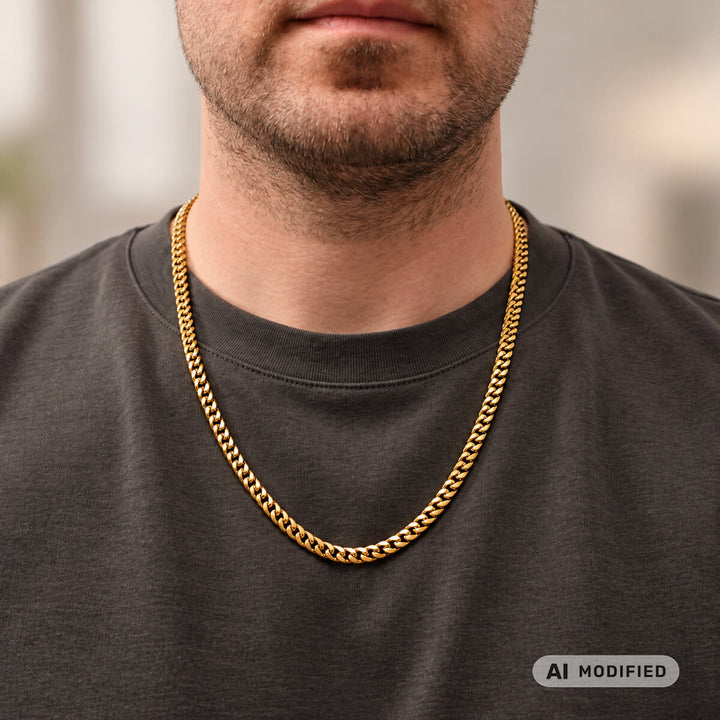 Steel armoured chain necklace 6mm 60cm (Steel 316L)