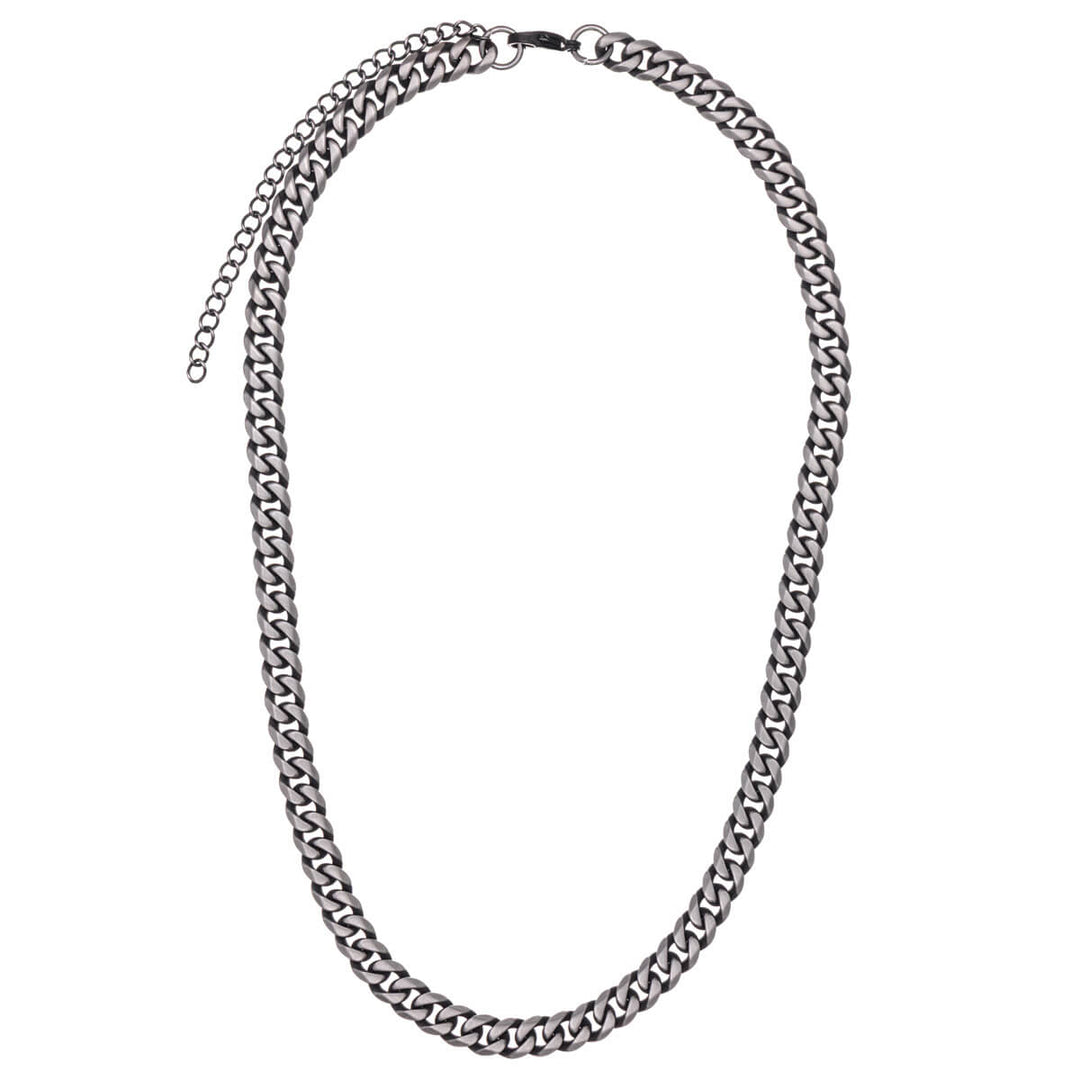 Brushed armoured chain steel neck chain 8mm 50cm (Steel 316L)