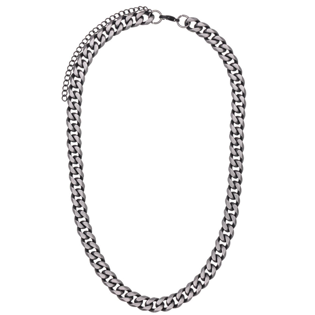 Brushed armoured chain steel neck chain 10mm 50cm (Steel 316L)