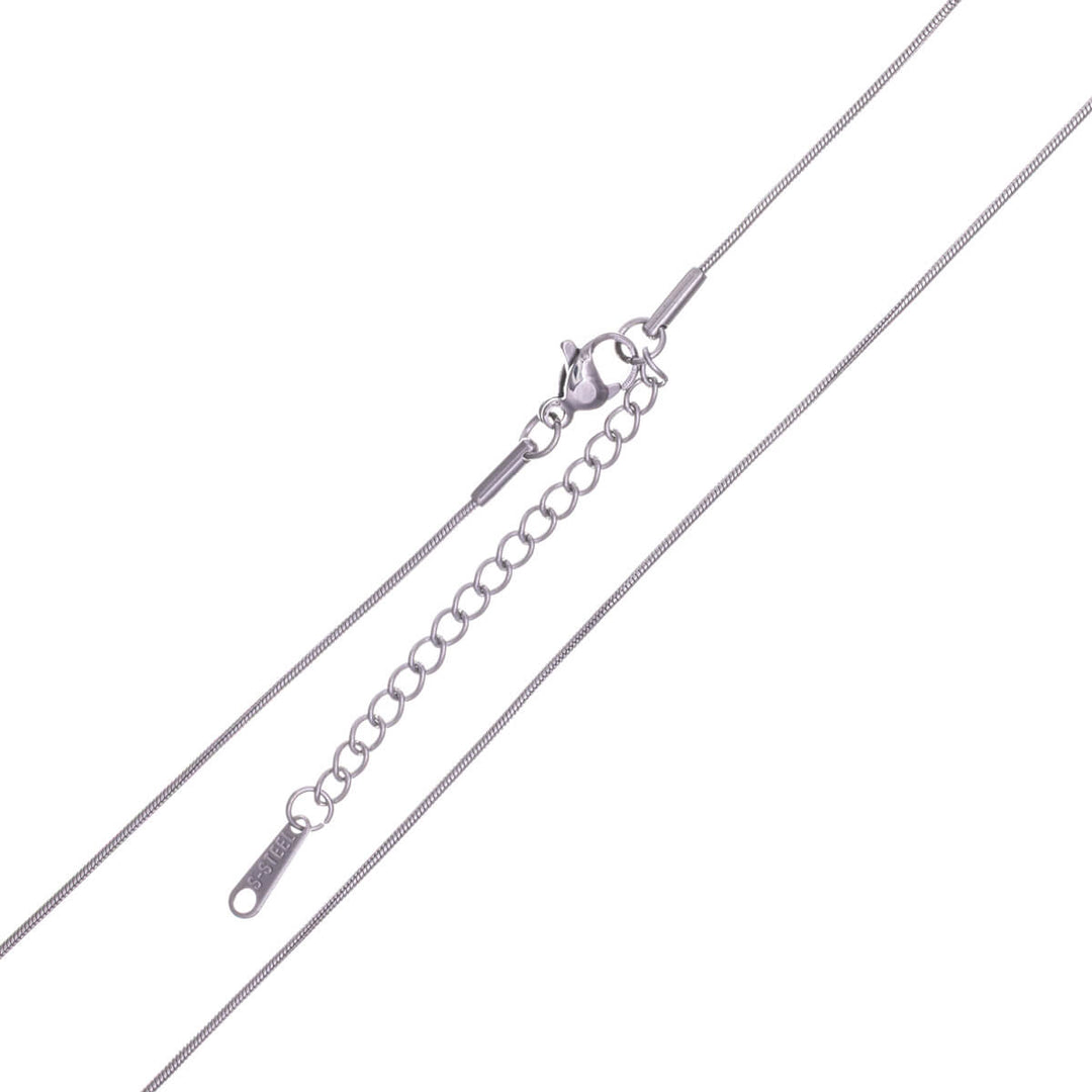 Thin round necklace snake chain 1mm 40+5cm (Steel 316L)