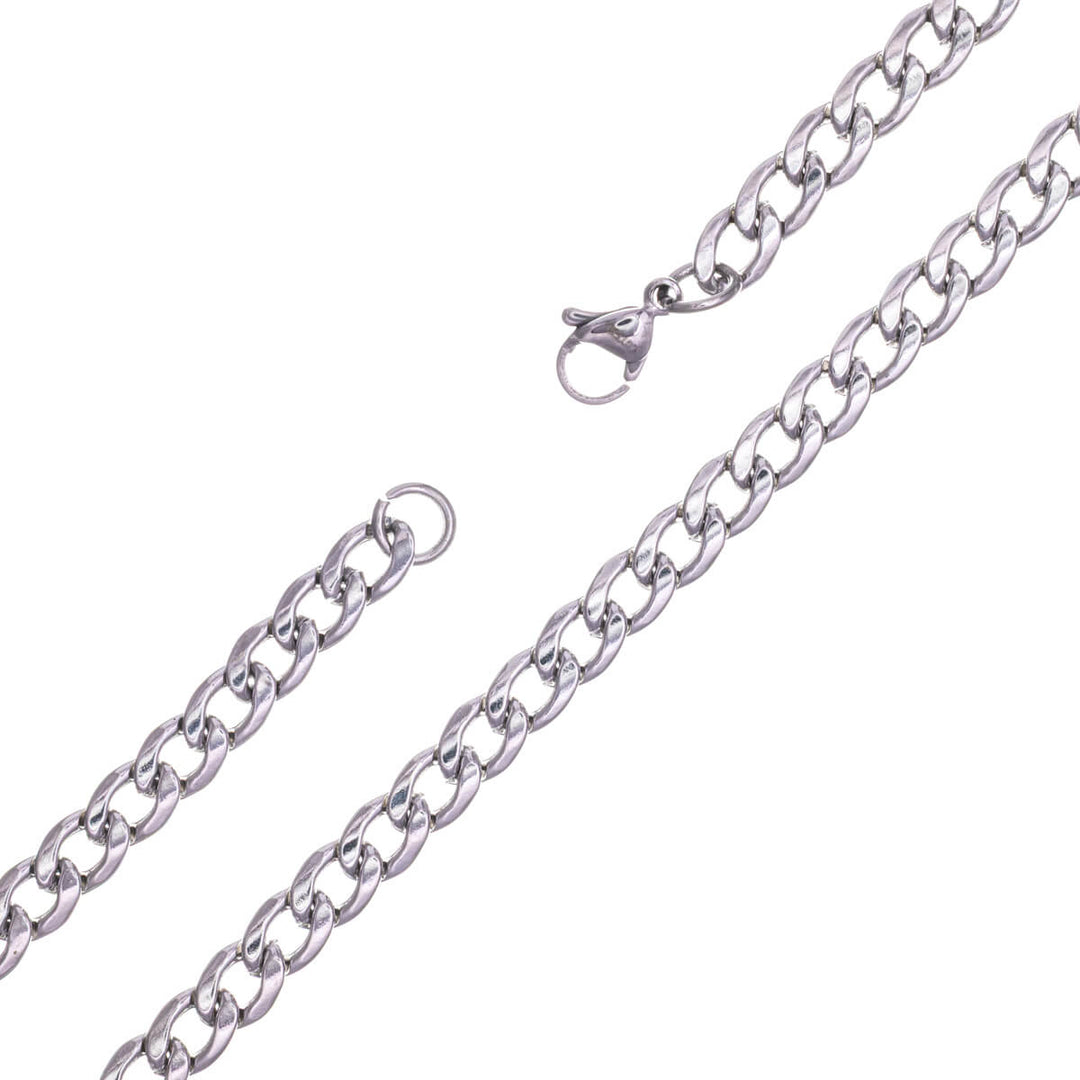 Flat armour chain steel necklace 5mm 55cm (Steel 316L)