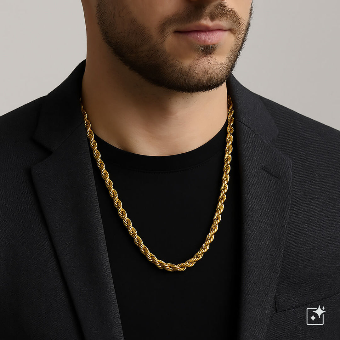 Tjock cordell-halskedja, 8 mm, 70 cm – stålkedja för män (316L)