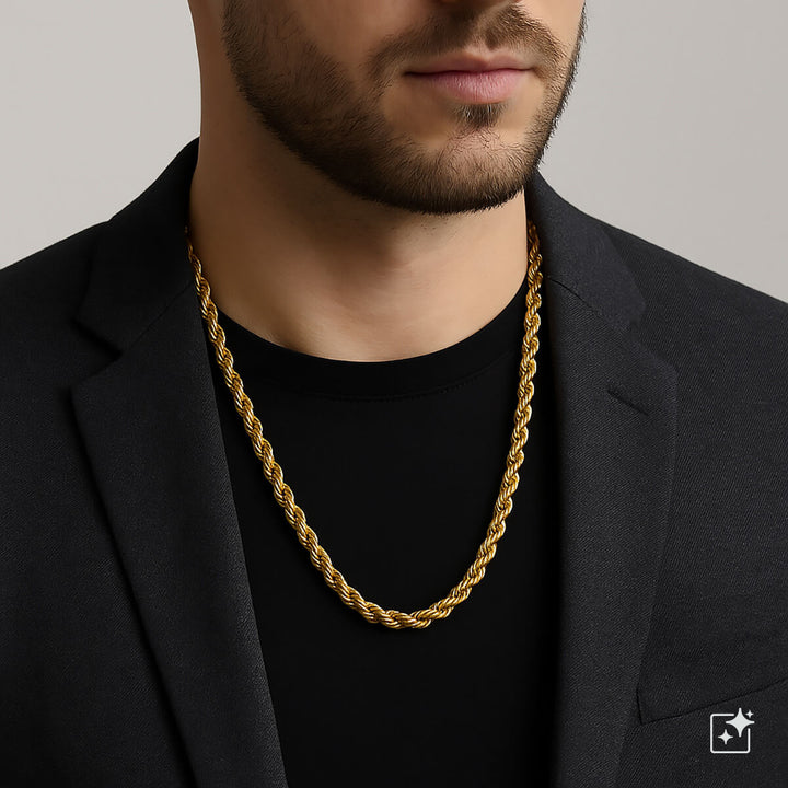 Tjock cordell-halskedja, 8 mm, 70 cm – stålkedja för män (316L)