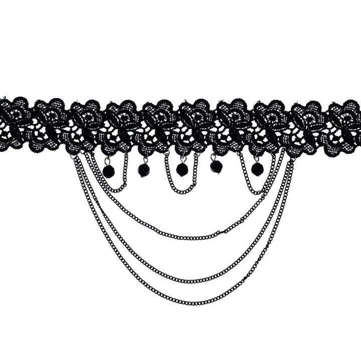 Chokerhalsband med utsmyckad kedja och spets
