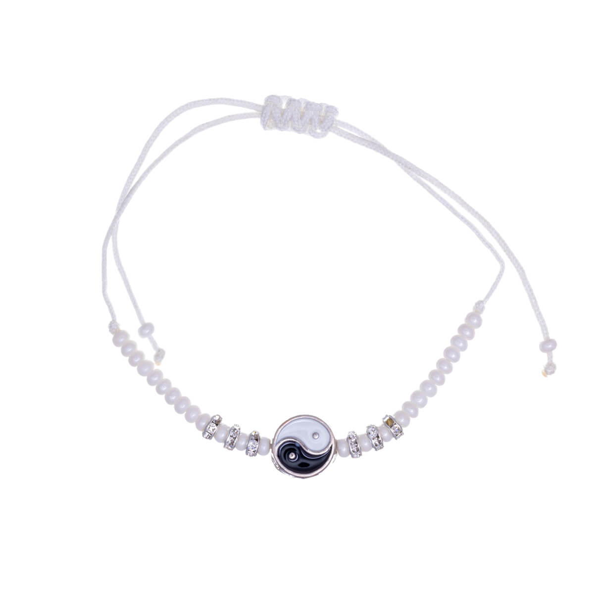 Yin yang friendship bracelet adjustable bead bracelet 2pcs