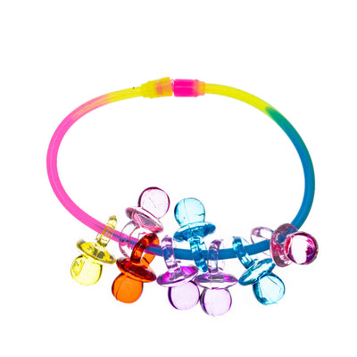 Glow in the dark bracelet with pacifier pendants 2pcs