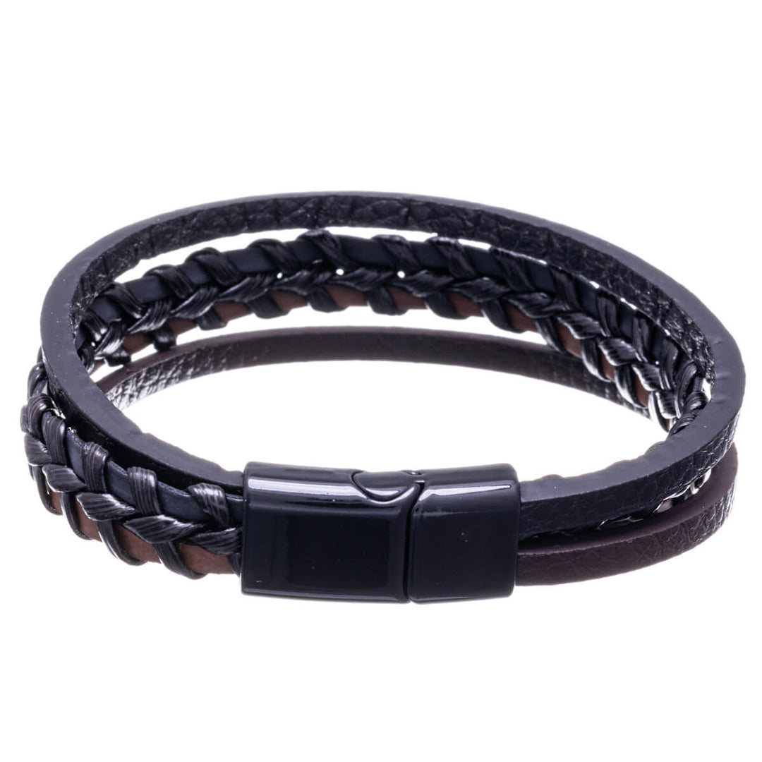 Three row leather bracelet 21cm