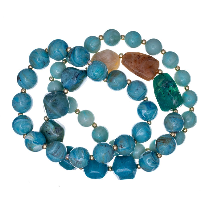 Colourful stone imitation pearl bracelet pendant 3pcs