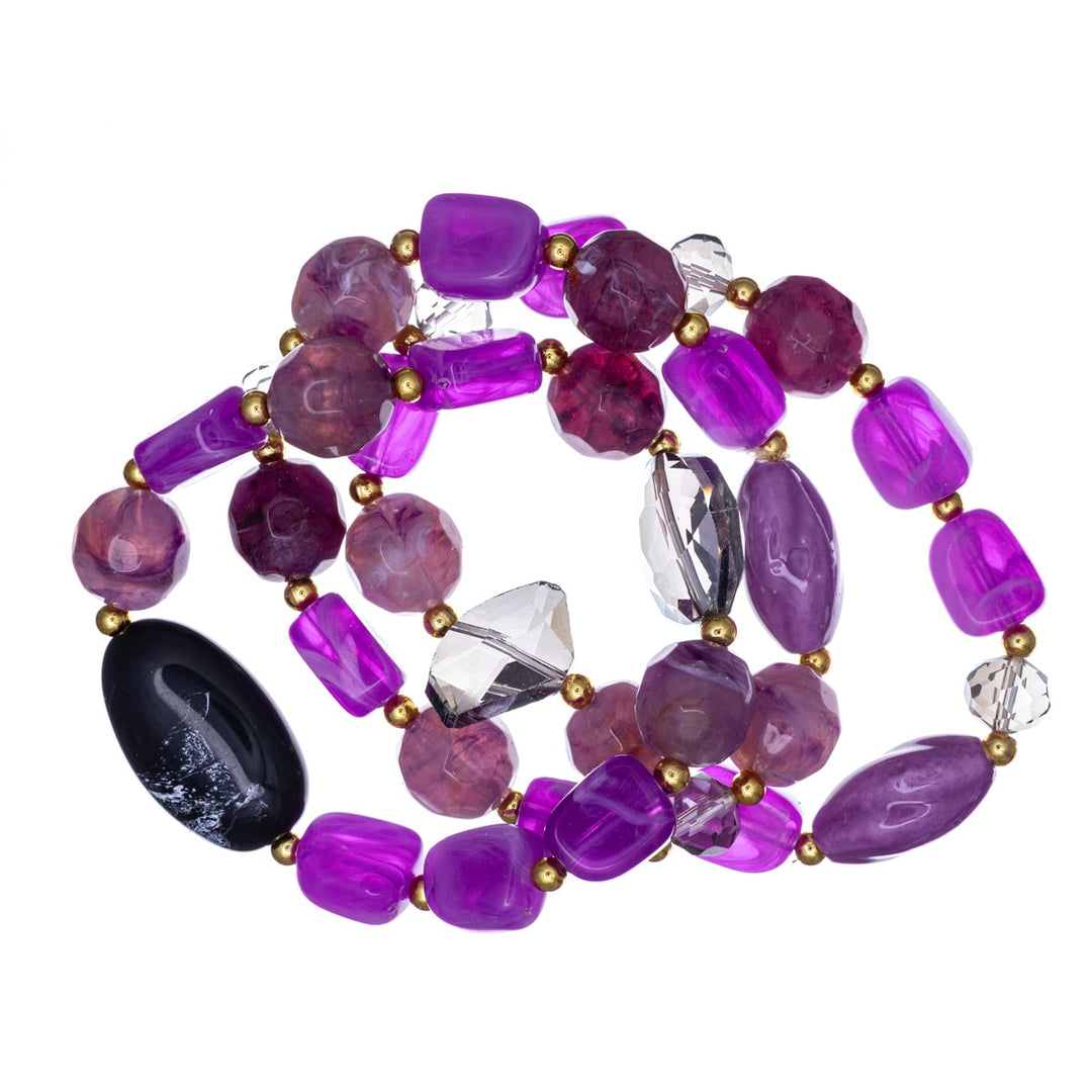 Sparkling colourful pearl bracelets 3pcs