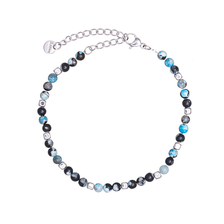 Coloured bead bracelet on steel chain (Steel 316L)