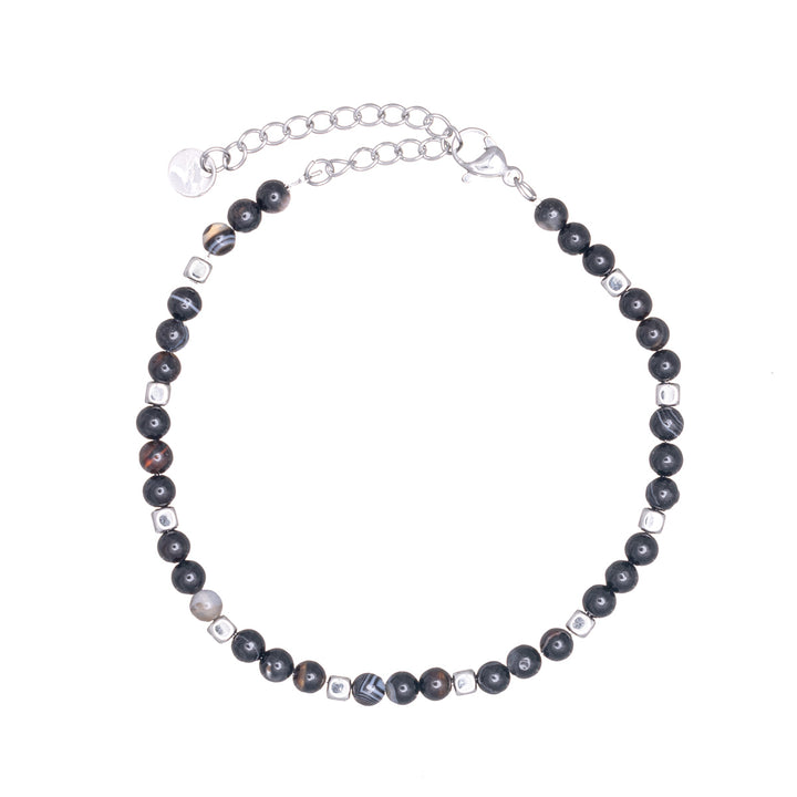 Coloured bead bracelet on steel chain (Steel 316L)