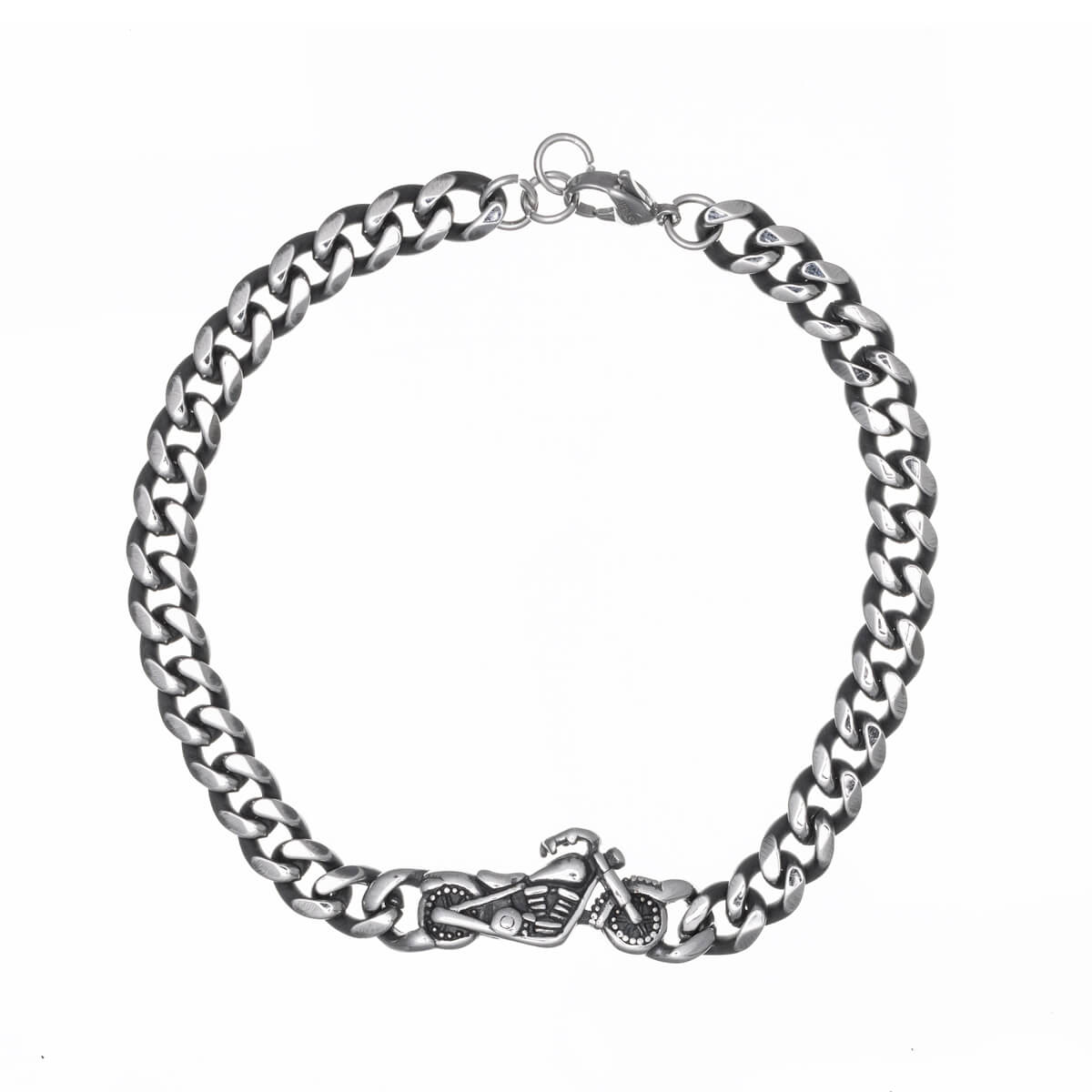Motorcycle bracelet with armoured chain (Steel 316L)