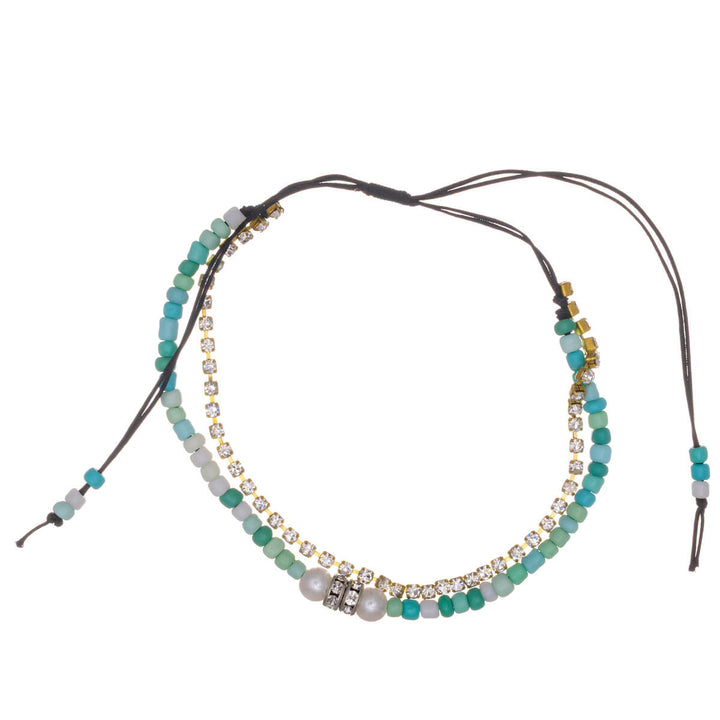 Tvåradigt justerbart armband med infinity-hänge