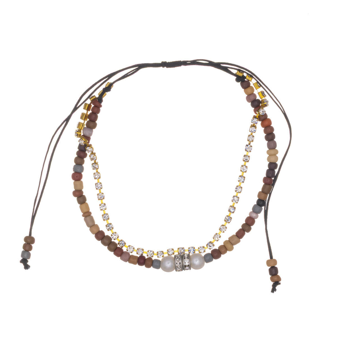 Tvåradigt justerbart armband med infinity-hänge