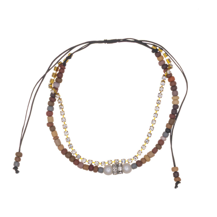 Tvåradigt justerbart armband med infinity-hänge