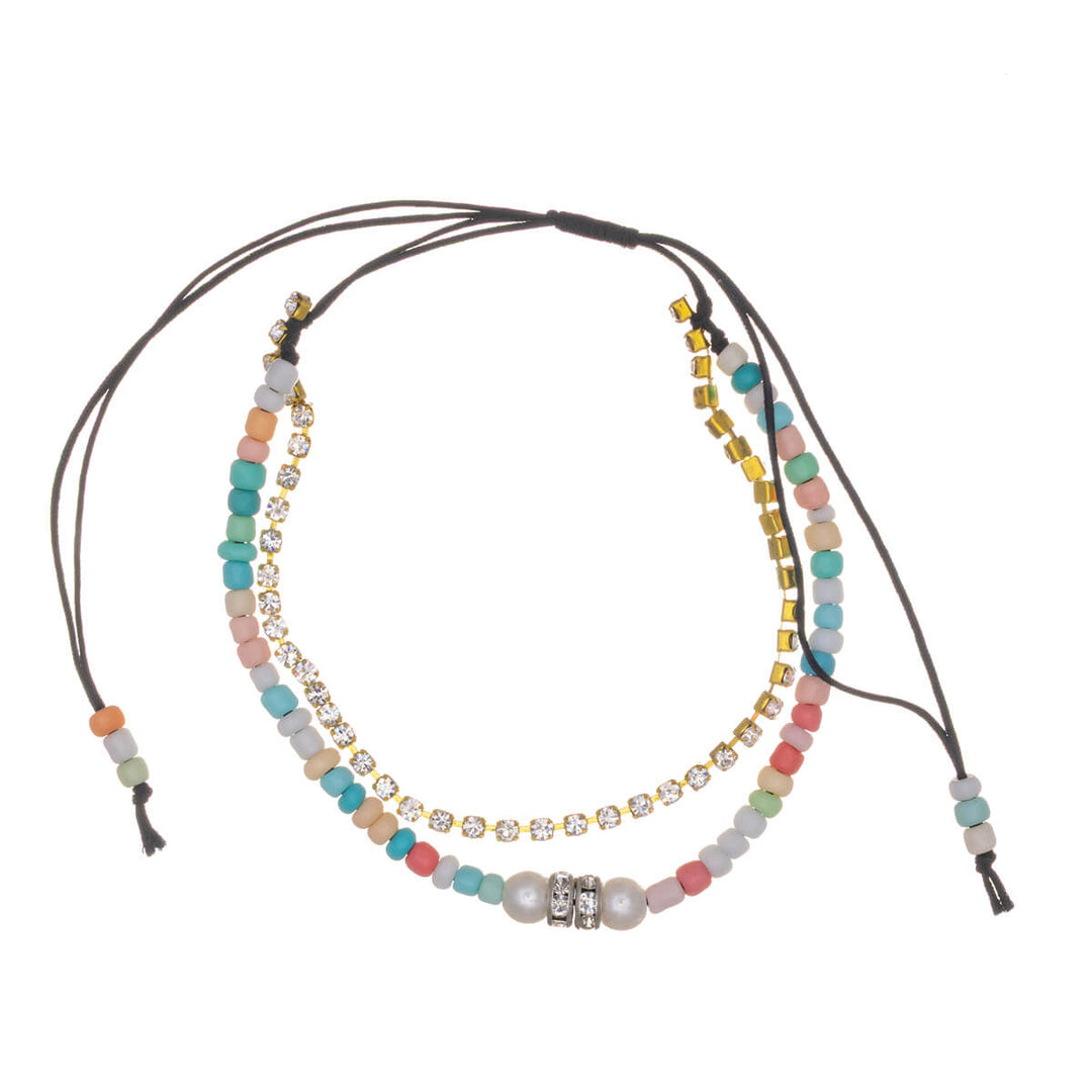 Tvåradigt justerbart armband med infinity-hänge