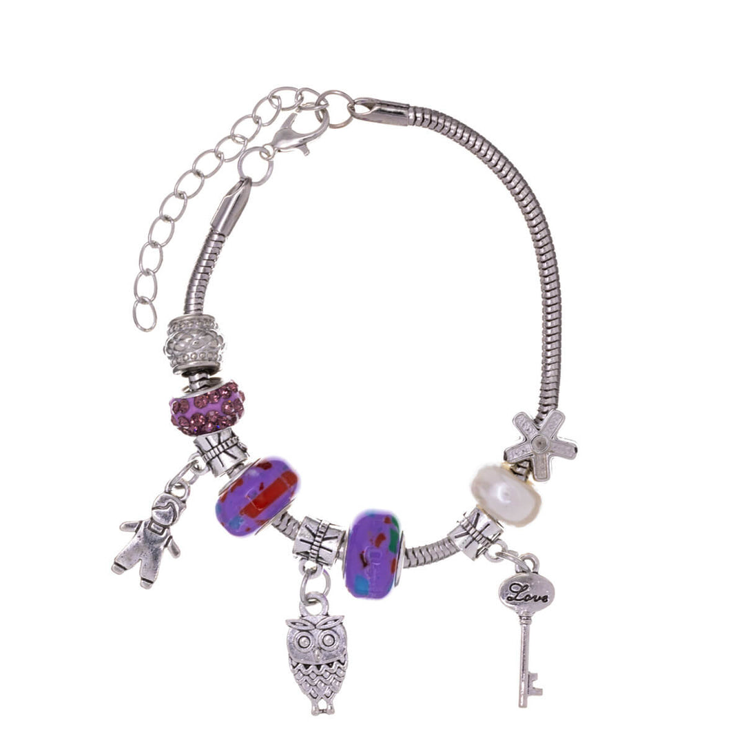 Bracelet with colourful beads and pendants