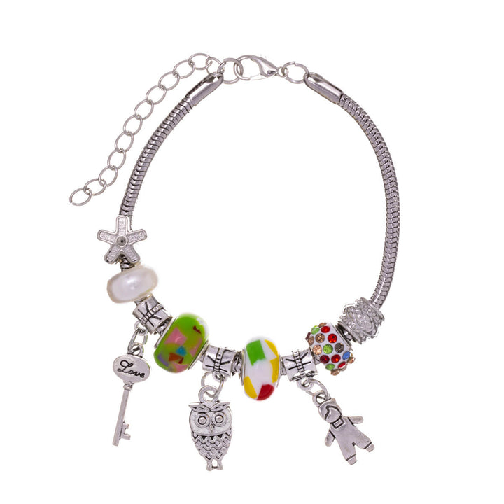 Bracelet with colourful beads and pendants