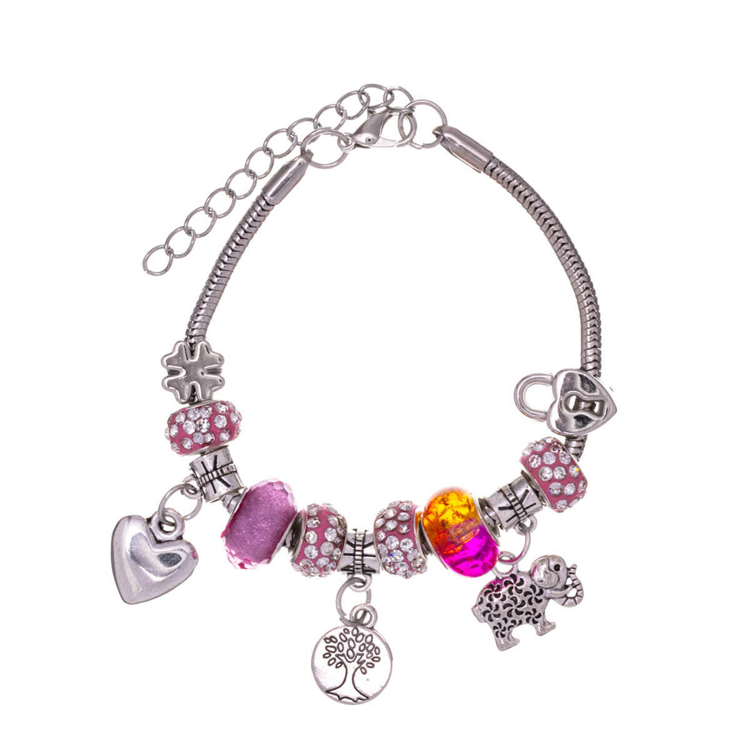 Bracelet with colourful beads and pendants