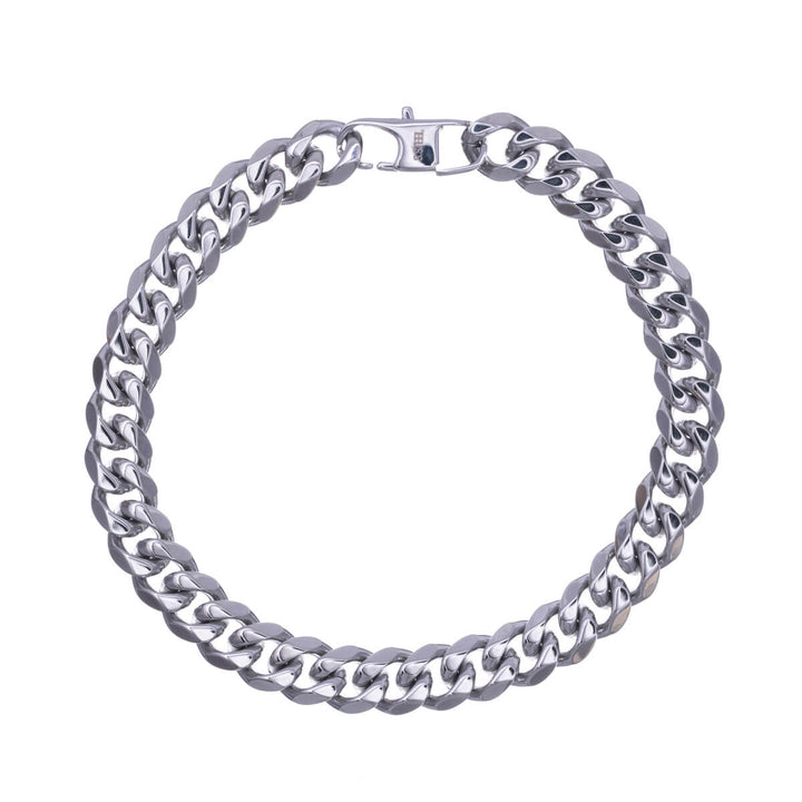 Angled armoured chain bracelet 9mm 21cm (Steel 316L)