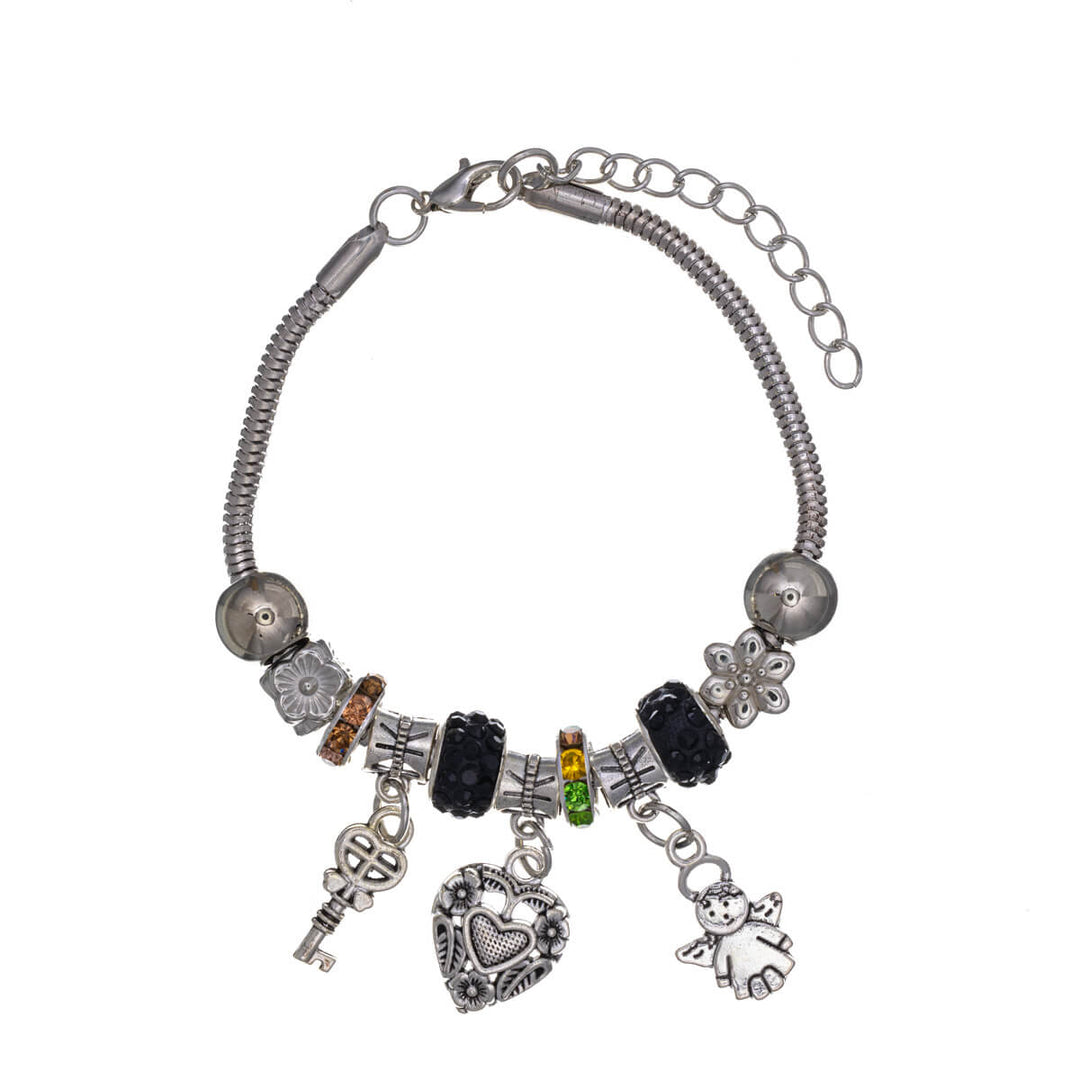 Bracelet with colourful beads and pendants