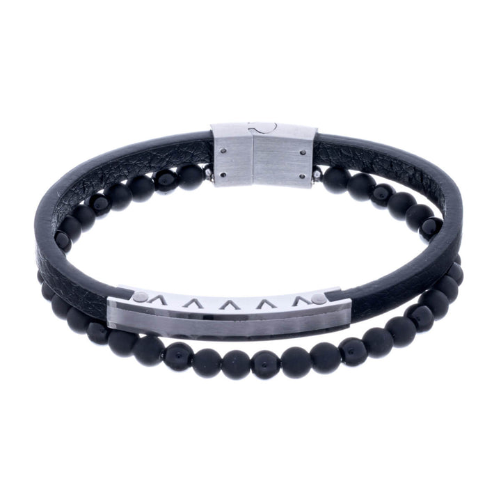 Steel plate bracelet with beads (Steel 316L)