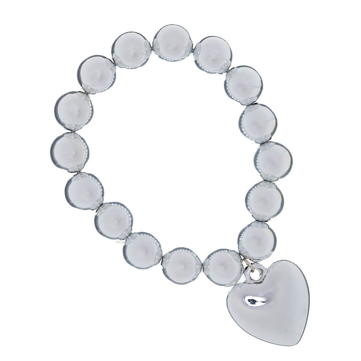 Armband med metallskimrande pärlor och hjärthänge
