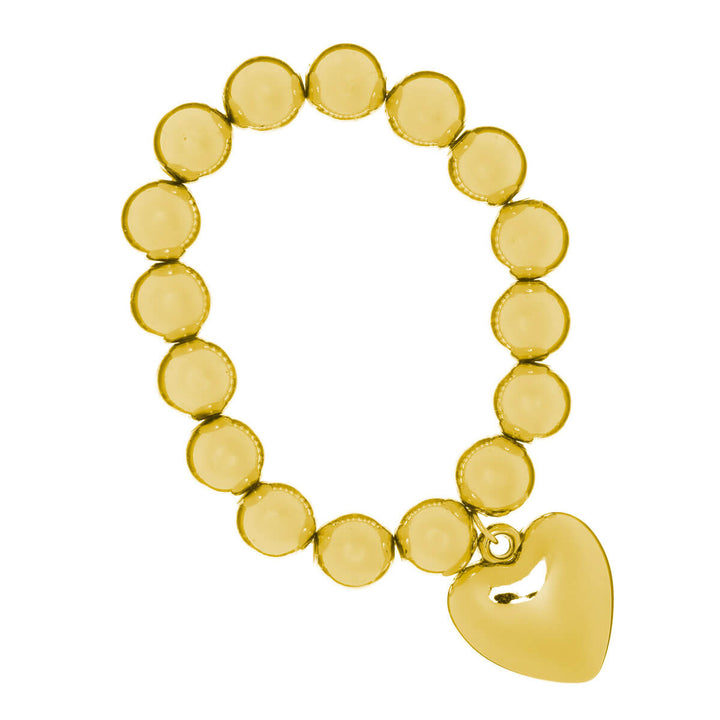 Armband med metallskimrande pärlor och hjärthänge