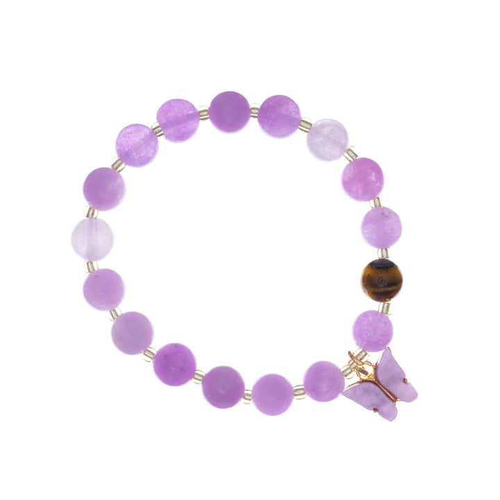 Armband med stenpärlor och fjärilshänge