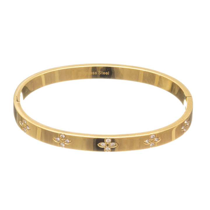 Blomstermönstrat stålarmband med gångjärn (Stål 316L)