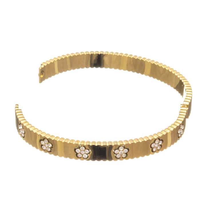 Blomstermönstrat stålarmband med gångjärn (Stål 316L)