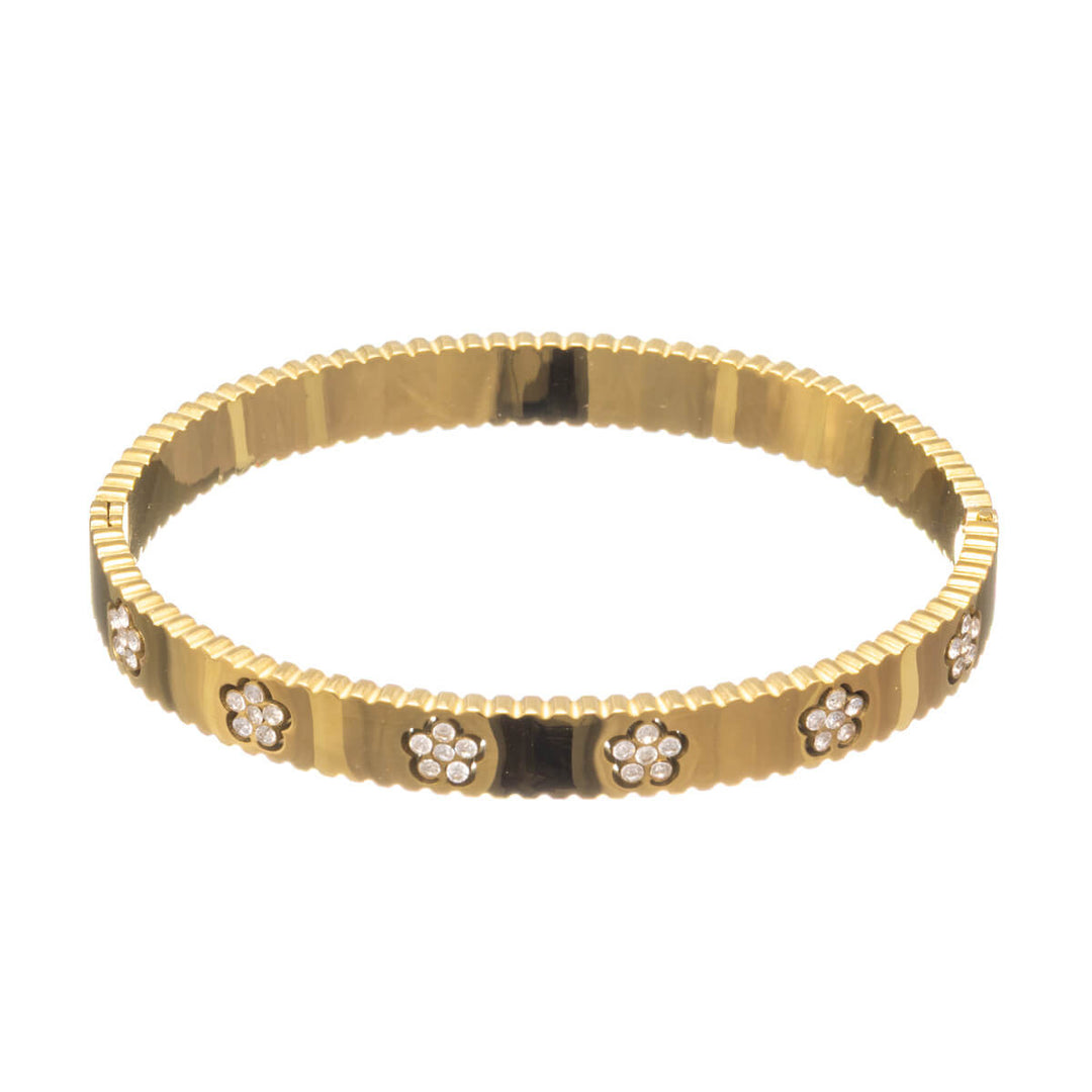 Blomstermönstrat stålarmband med gångjärn (Stål 316L)