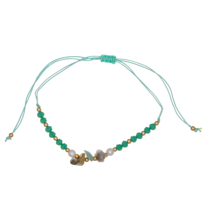 Adjustable stone bracelet with beads