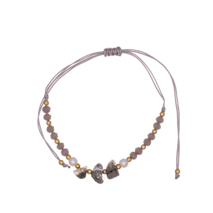 Adjustable stone bracelet with beads