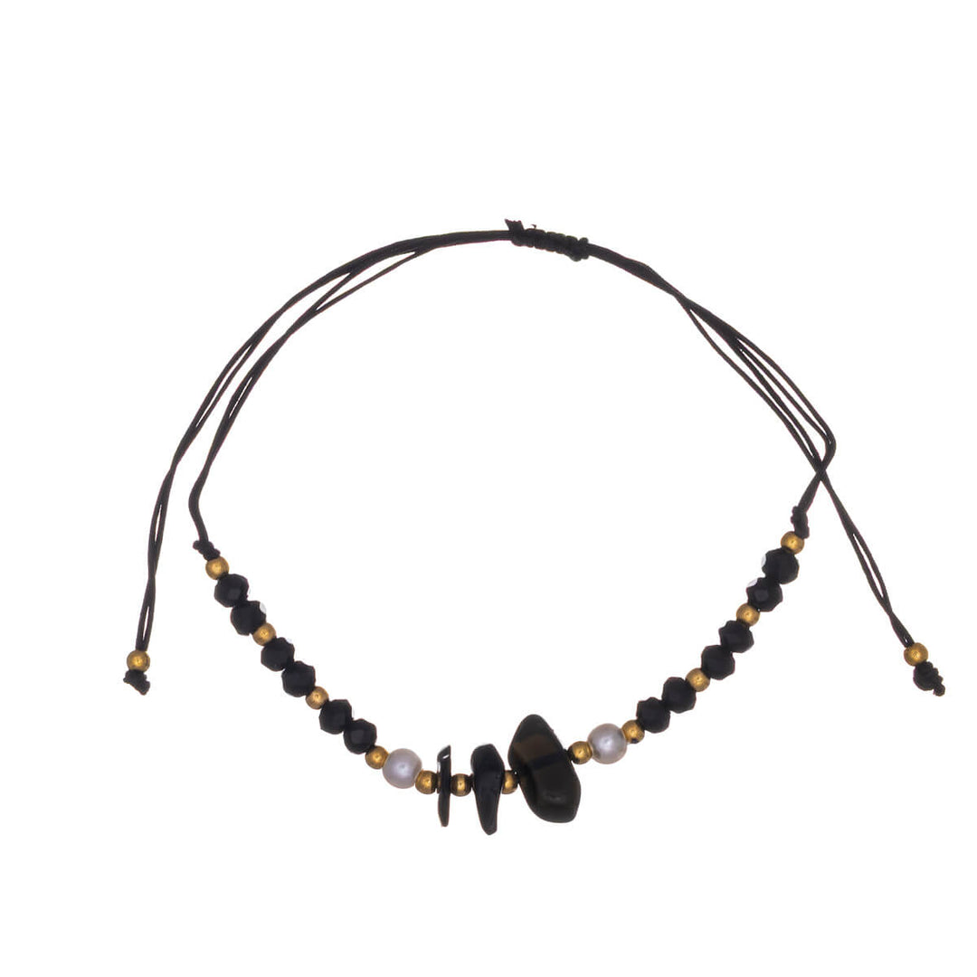 Adjustable stone bracelet with beads