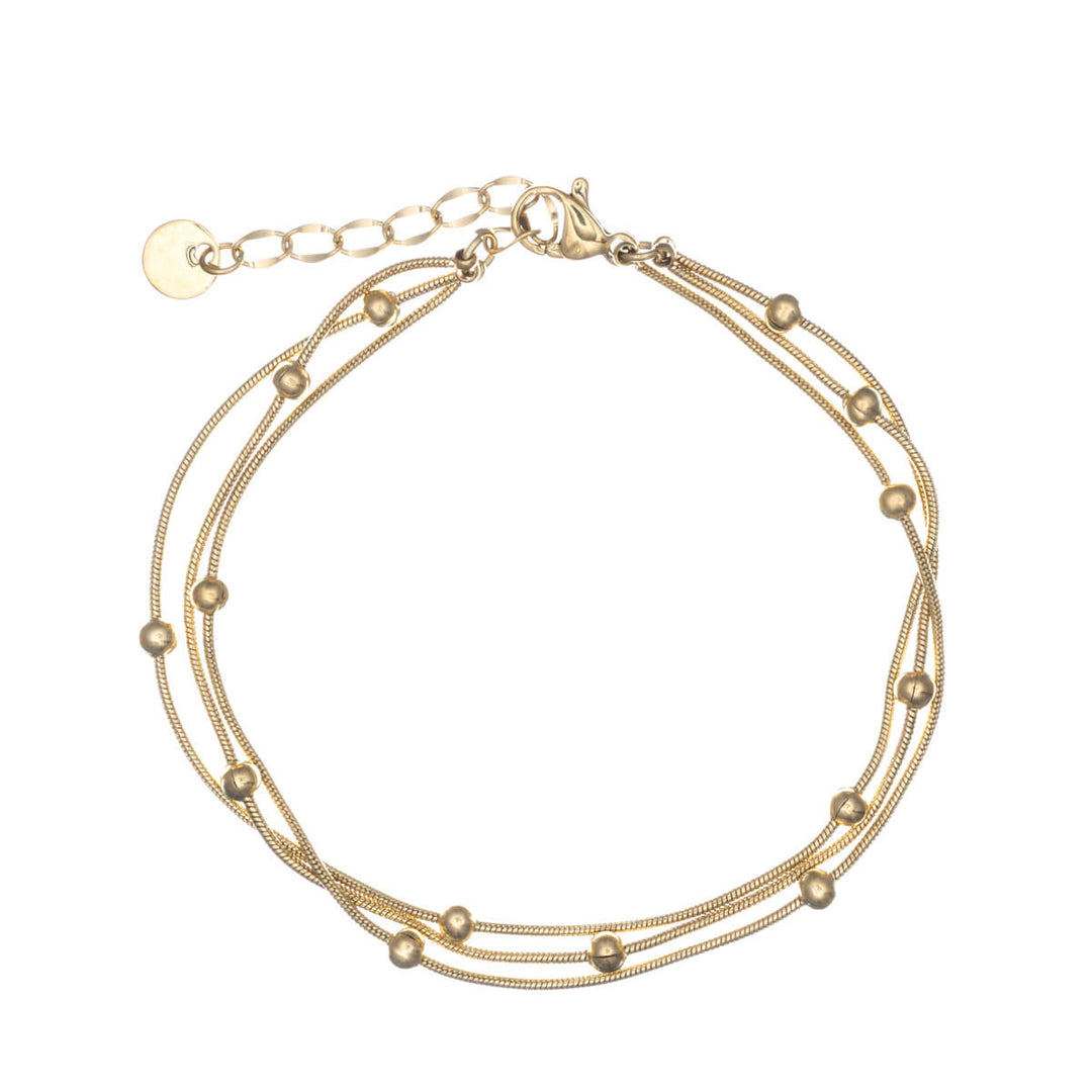 Three chains steel bracelet with beads (Steel 316L)