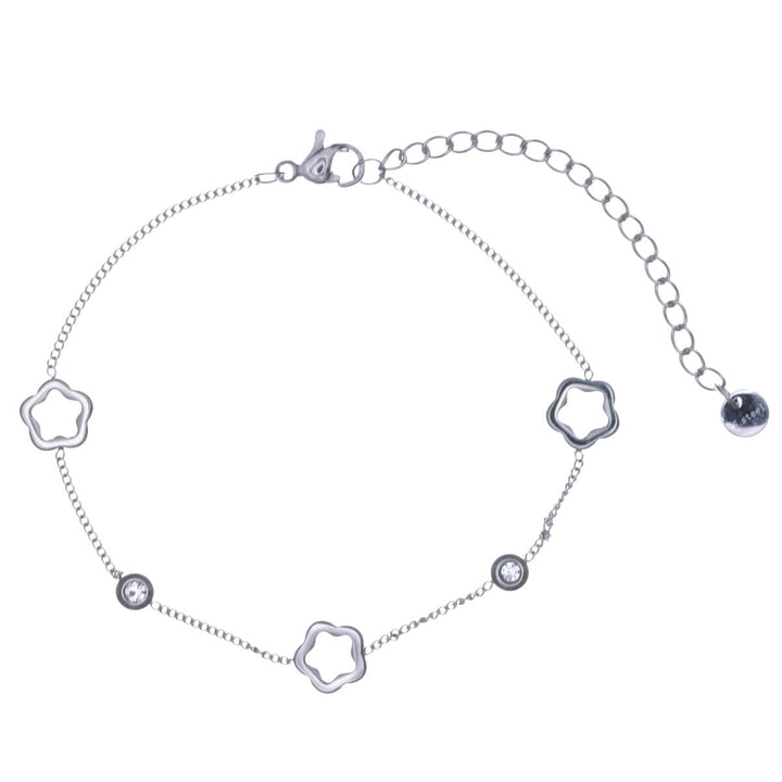 Armband med blommönster och zirkoniastenar (Stål 316L)